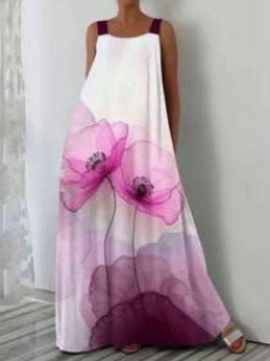 Dresses & Skirts - NWOT: Sleeveless White Maxi Dress with Pink Floral Print